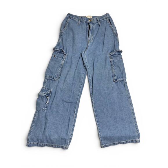 Universal Thread Denim - Universal Thread Denim Cargo Jeans Womens 6R Blue Wide Leg Pants High Rise